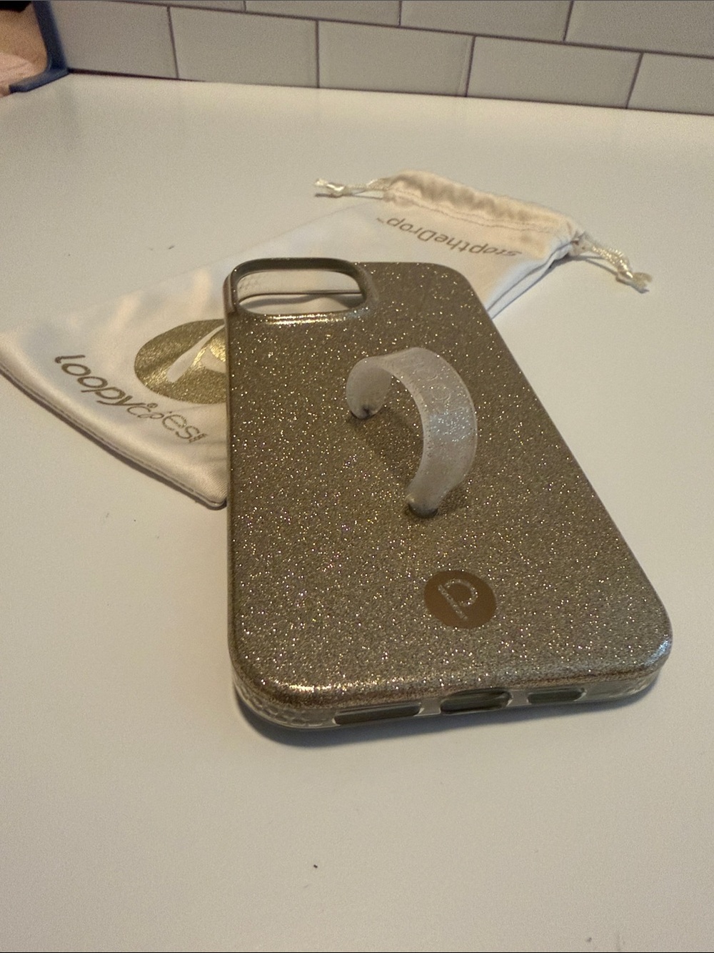 Loopy Case Glitter Phone Case with Loop - Champagne Gold